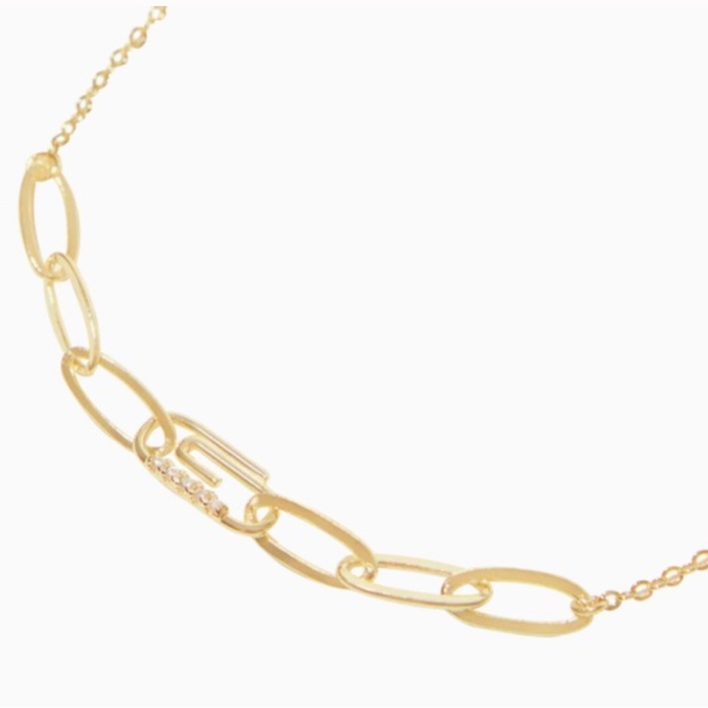 Adina Eden Pavé Safety Pin Paper Clip Bracelet - Picture 2 of 6